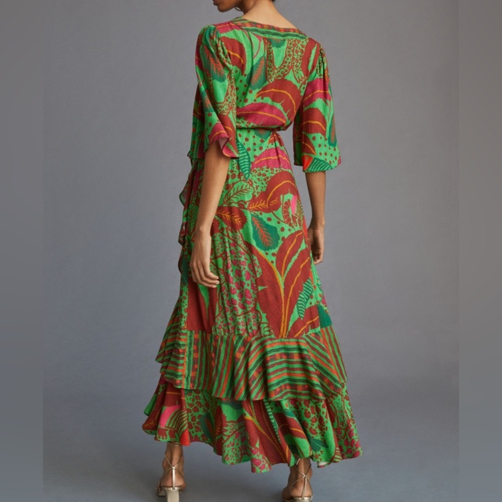 FARM Rio x Anthology flutter sleeve wrap maxi dress size S - Picture 4 of 9
